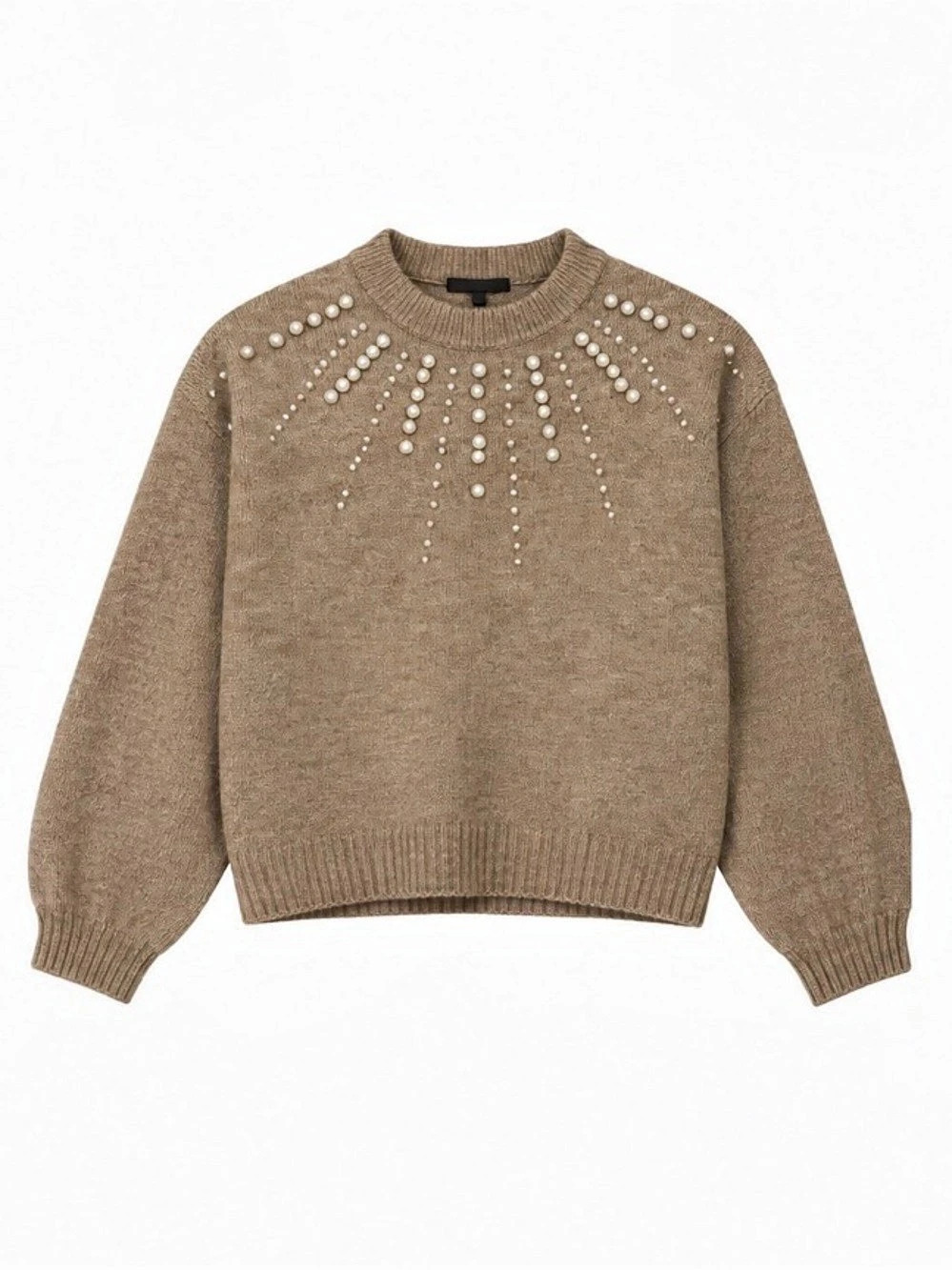 H&M Pearl Embellished Sweater Beige NWT